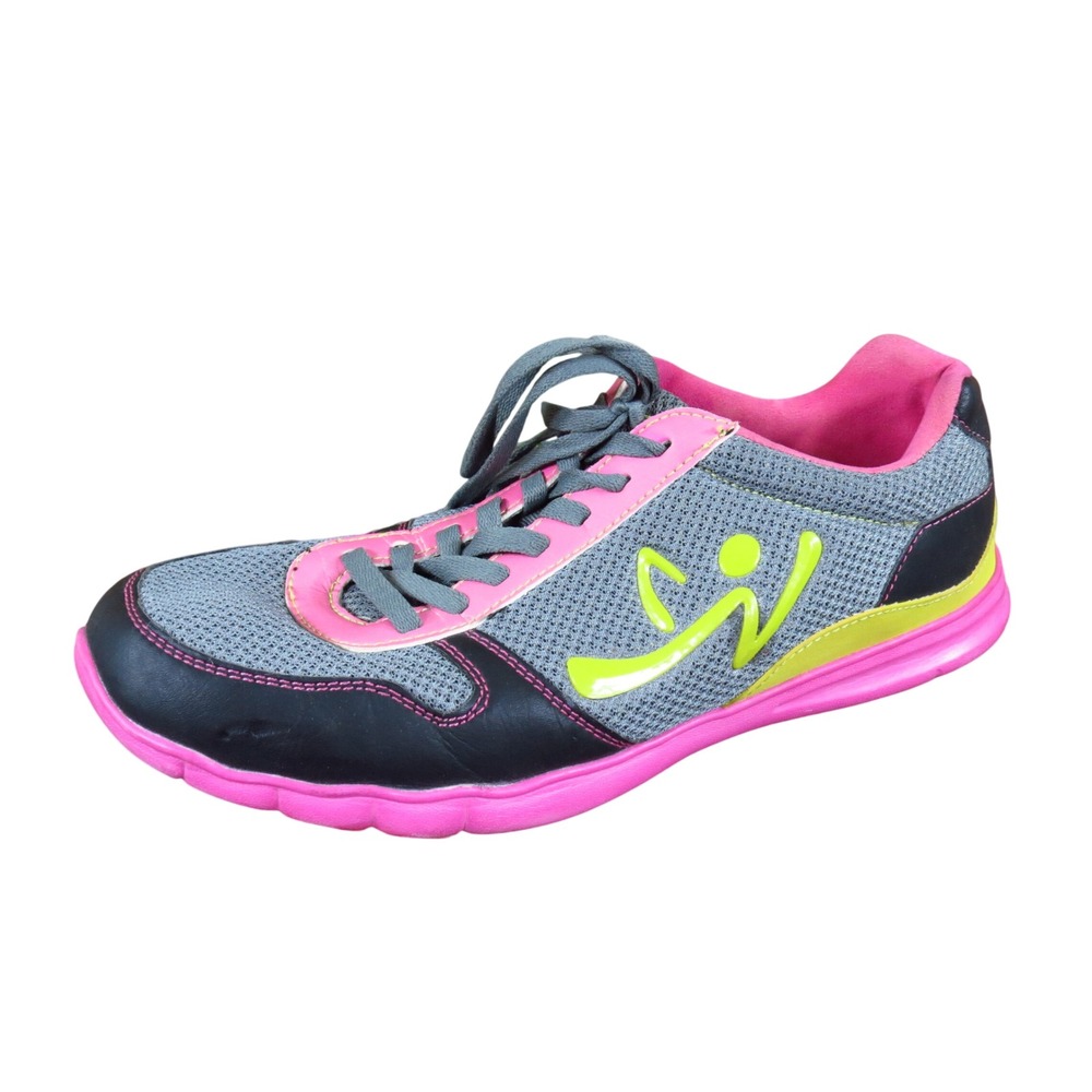 Zumba Fitness Womens Dance Sneakers Size 10 Aerobic Workout Gray Pink Yellow